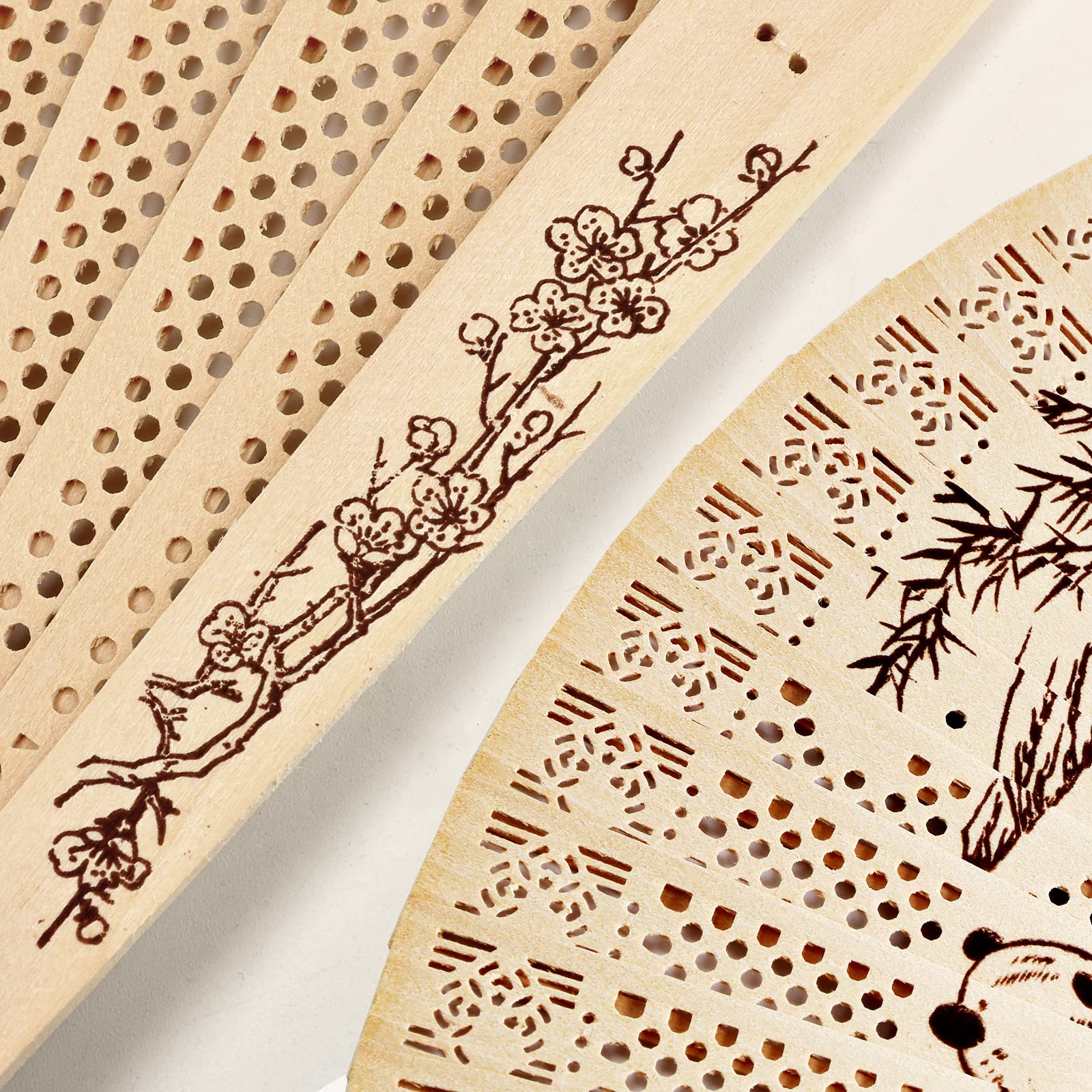 Amazon.co.jp: FoDau770 木製扇子 古典的な木製扇子 パンダ柄 木製扇子